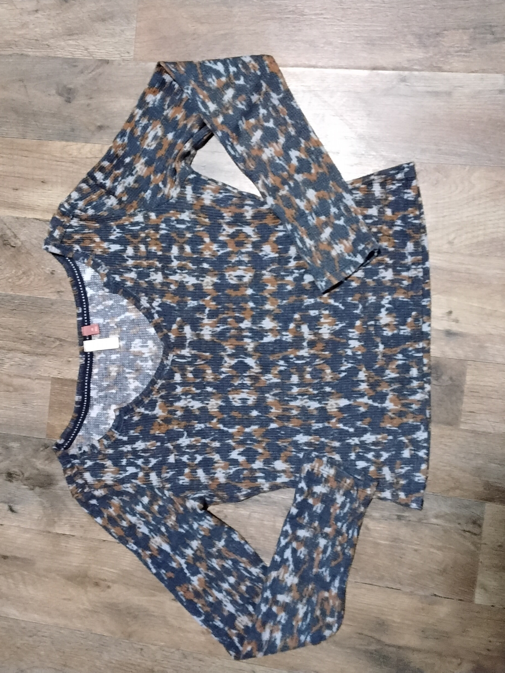 Pilcro Blue, Brown & White Patterned Long-Sleeve Knit Top